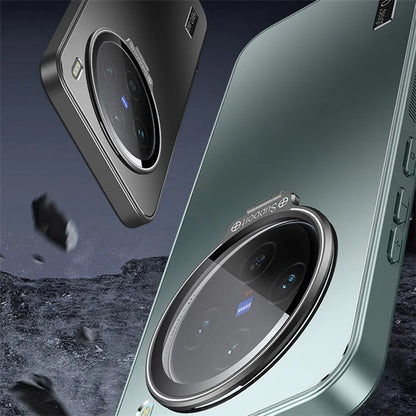 For vivo X100 5G Slim-Fit Case TPU+PC Phone Cover Zinc Alloy Kickstand Phone Shell