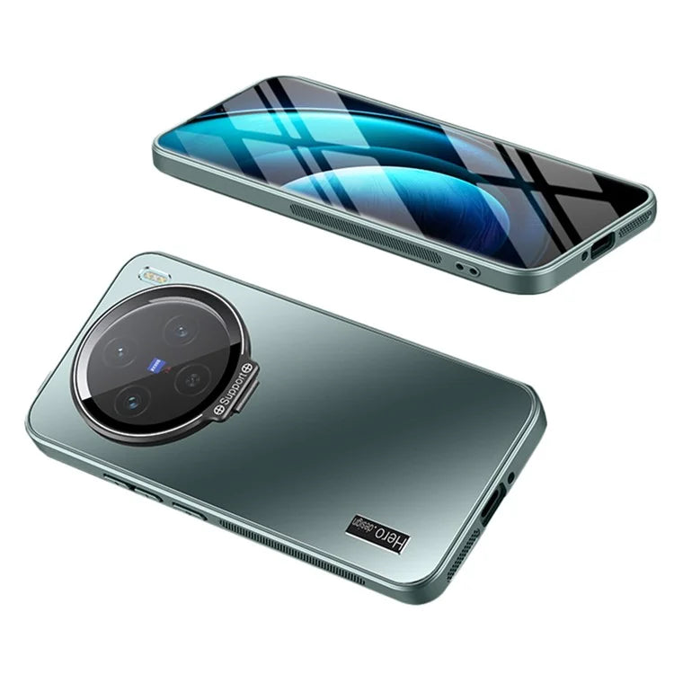 For vivo X100 5G Slim-Fit Case TPU+PC Phone Cover Zinc Alloy Kickstand Phone Shell