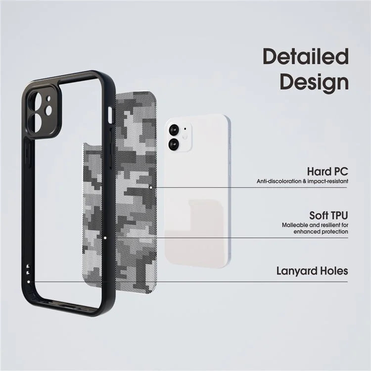 IBMRS For iPhone 12 Slim-Fit Phone Case Anti-Scratch TPU+PC Phone Cover Shell