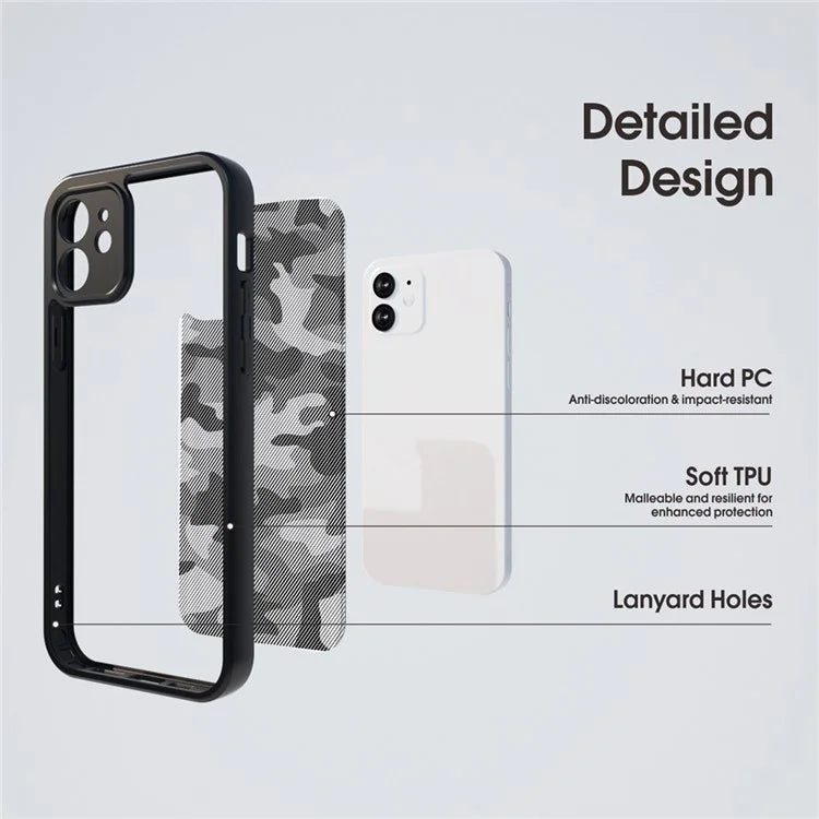 IBMRS For iPhone 12 Slim-Fit Phone Case Anti-Scratch TPU+PC Phone Cover Shell