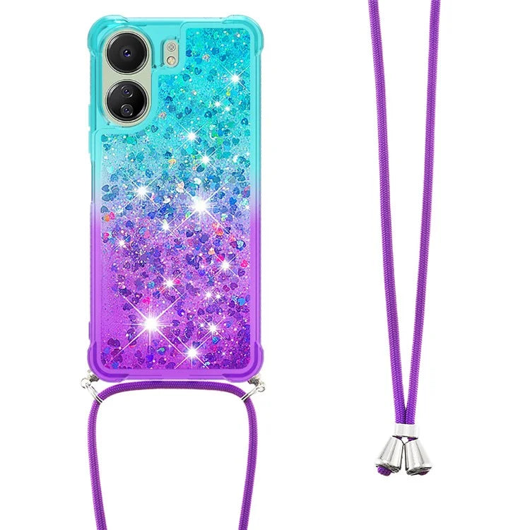 YB Quicksand Series-6 for Xiaomi Redmi 13C 4G / Poco C65 4G TPU Phone Case with Lanyard
