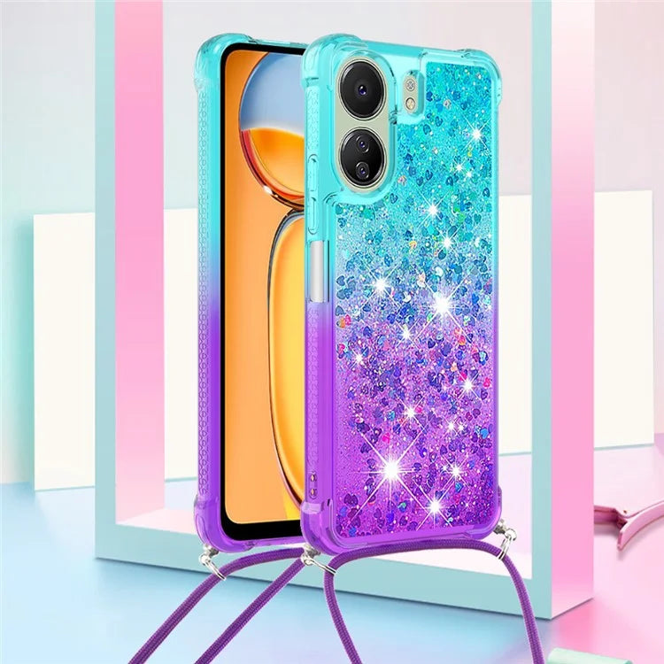 YB Quicksand Series-6 for Xiaomi Redmi 13C 4G / Poco C65 4G TPU Phone Case with Lanyard