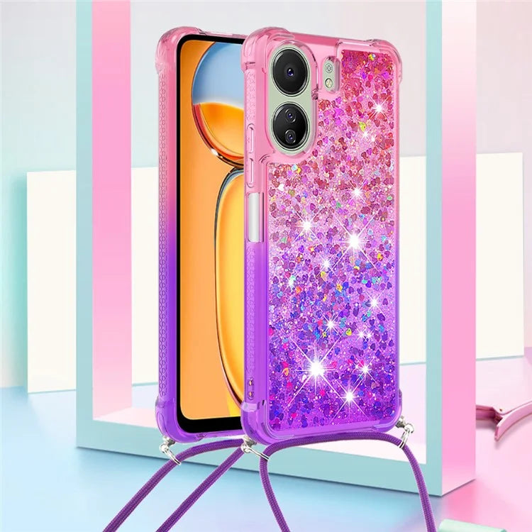 YB Quicksand Series-6 for Xiaomi Redmi 13C 4G / Poco C65 4G TPU Phone Case with Lanyard
