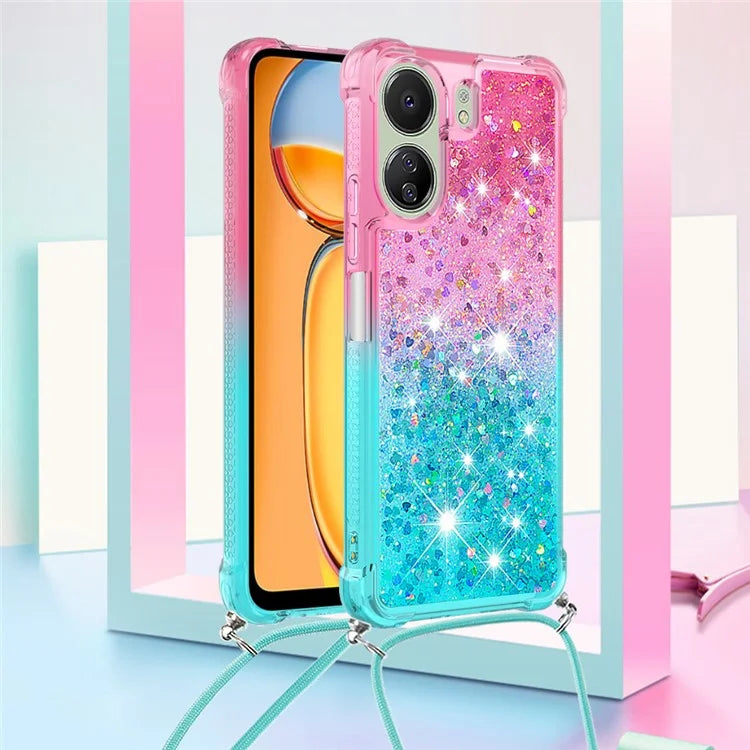 YB Quicksand Series-6 for Xiaomi Redmi 13C 4G / Poco C65 4G TPU Phone Case with Lanyard