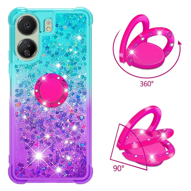 YB Quicksand Series-8 for Xiaomi Redmi 13C 4G / Poco C65 4G Case Kickstand TPU Phone Cover