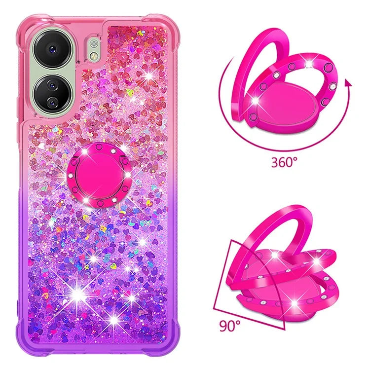 YB Quicksand Series-8 for Xiaomi Redmi 13C 4G / Poco C65 4G Case Kickstand TPU Phone Cover