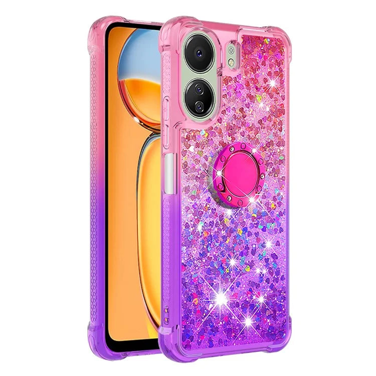 YB Quicksand Series-8 for Xiaomi Redmi 13C 4G / Poco C65 4G Case Kickstand TPU Phone Cover