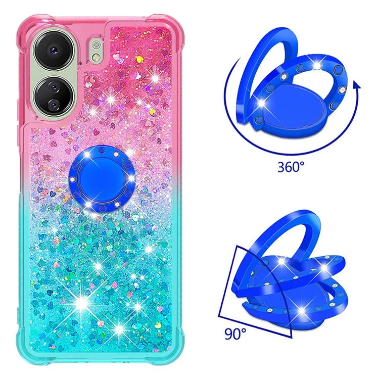YB Quicksand Series-8 for Xiaomi Redmi 13C 4G / Poco C65 4G Case Kickstand TPU Phone Cover