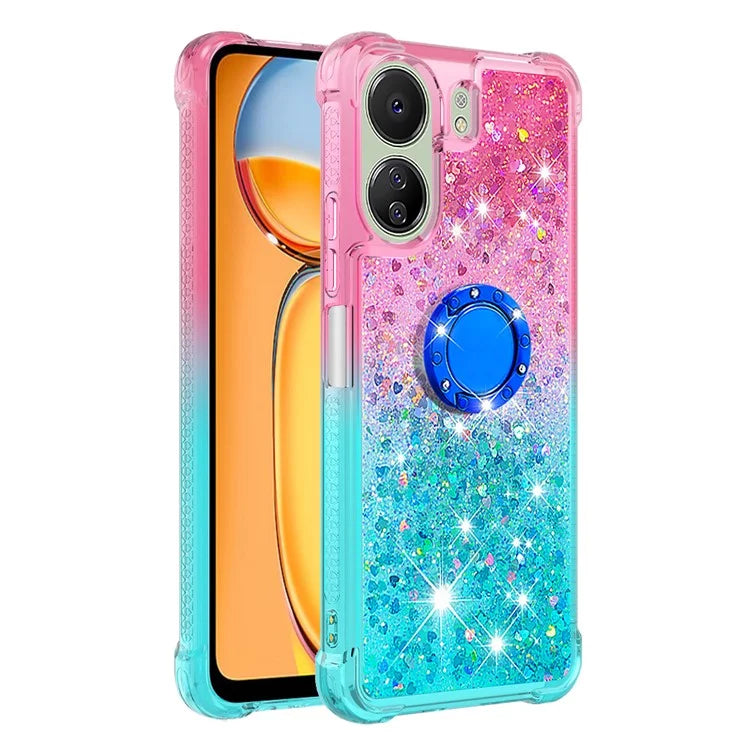 YB Quicksand Series-8 for Xiaomi Redmi 13C 4G / Poco C65 4G Case Kickstand TPU Phone Cover