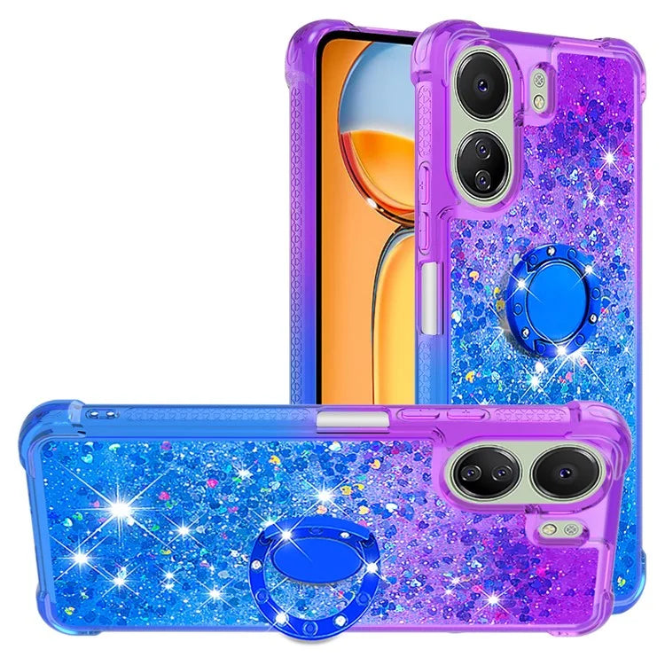 YB Quicksand Series-8 for Xiaomi Redmi 13C 4G / Poco C65 4G Case Kickstand TPU Phone Cover