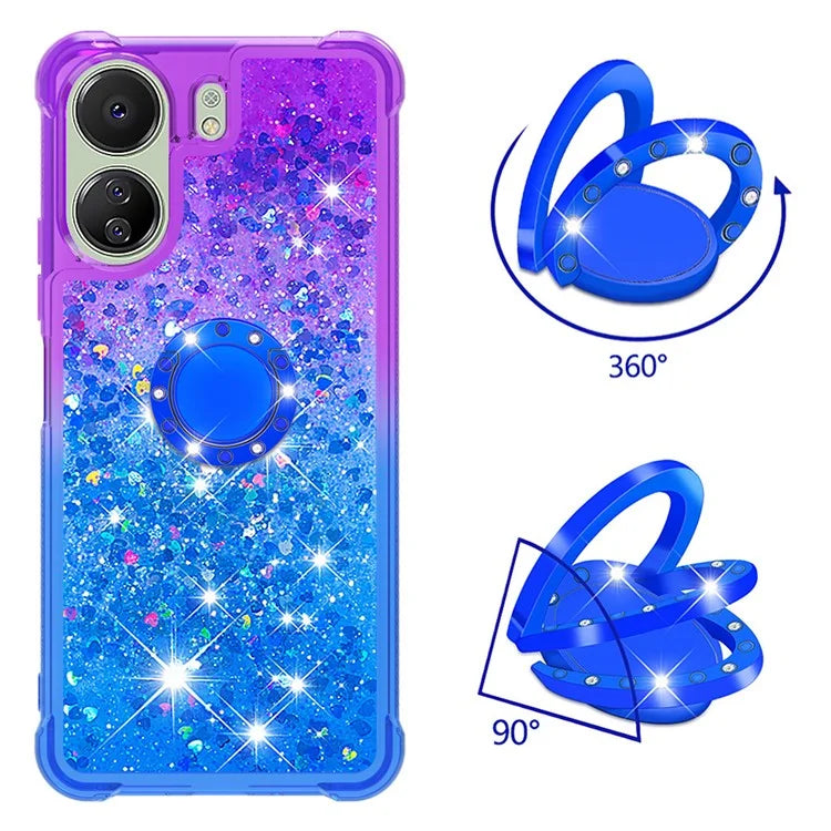 YB Quicksand Series-8 for Xiaomi Redmi 13C 4G / Poco C65 4G Case Kickstand TPU Phone Cover