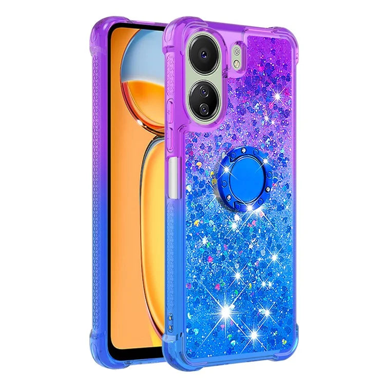 YB Quicksand Series-8 for Xiaomi Redmi 13C 4G / Poco C65 4G Case Kickstand TPU Phone Cover