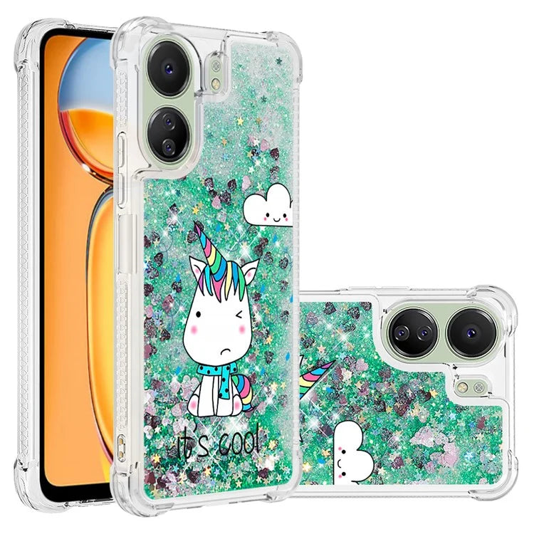 YB Quicksand Series-2 for Xiaomi Redmi 13C 4G / Poco C65 4G TPU Case Pattern Liquid Phone Cover