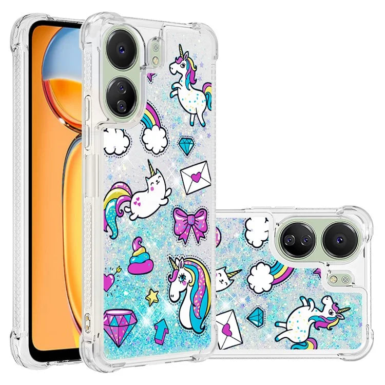YB Quicksand Series-2 for Xiaomi Redmi 13C 4G / Poco C65 4G TPU Case Pattern Liquid Phone Cover