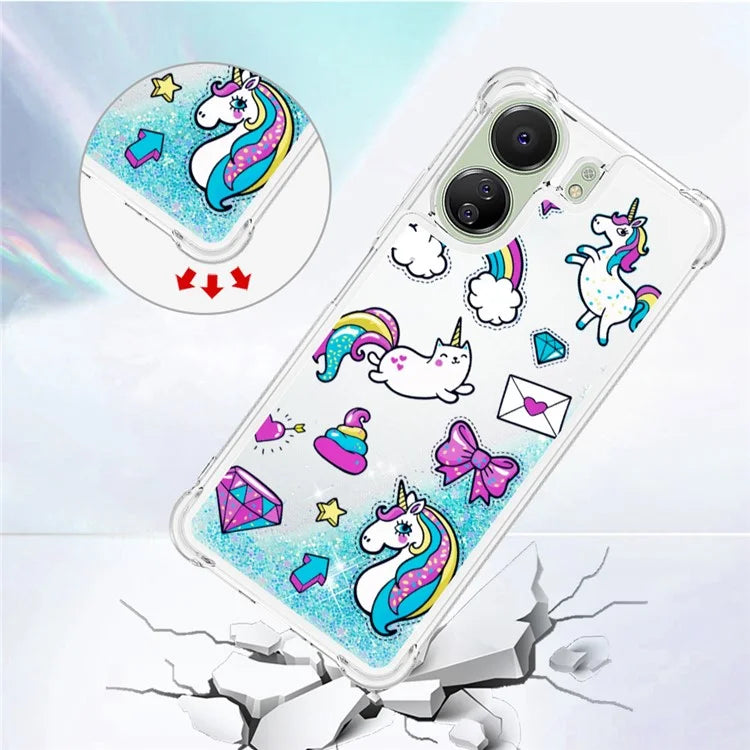 YB Quicksand Series-2 for Xiaomi Redmi 13C 4G / Poco C65 4G TPU Case Pattern Liquid Phone Cover