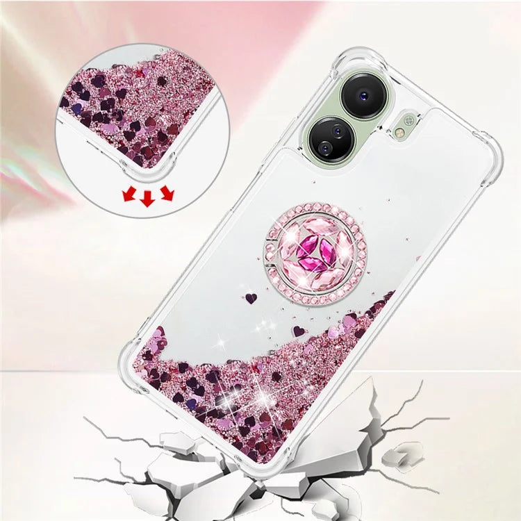YB Quicksand Series-7 for Xiaomi Redmi 13C 4G / Poco C65 4G TPU Case Kickstand Phone Cover