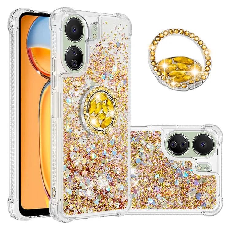 YB Quicksand Series-7 for Xiaomi Redmi 13C 4G / Poco C65 4G TPU Case Kickstand Phone Cover