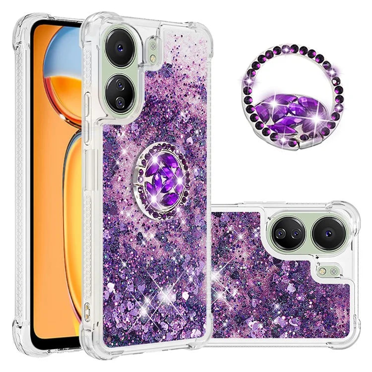 YB Quicksand Series-7 for Xiaomi Redmi 13C 4G / Poco C65 4G TPU Case Kickstand Phone Cover