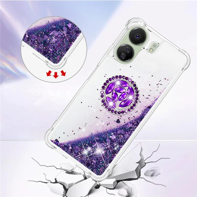 YB Quicksand Series-7 for Xiaomi Redmi 13C 4G / Poco C65 4G TPU Case Kickstand Phone Cover
