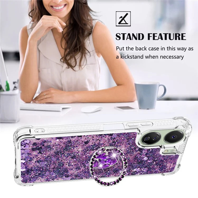 YB Quicksand Series-7 for Xiaomi Redmi 13C 4G / Poco C65 4G TPU Case Kickstand Phone Cover
