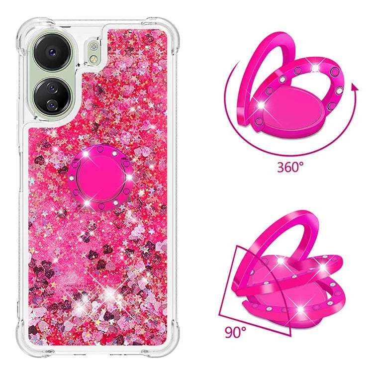 YB Quicksand Series-7 for Xiaomi Redmi 13C 4G / Poco C65 4G TPU Case Kickstand Phone Cover