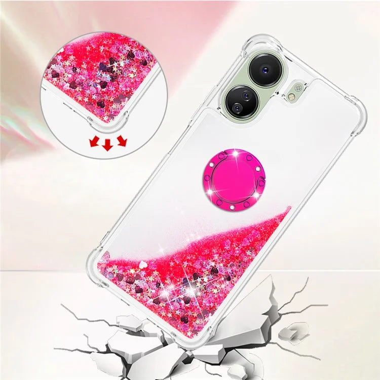YB Quicksand Series-7 for Xiaomi Redmi 13C 4G / Poco C65 4G TPU Case Kickstand Phone Cover