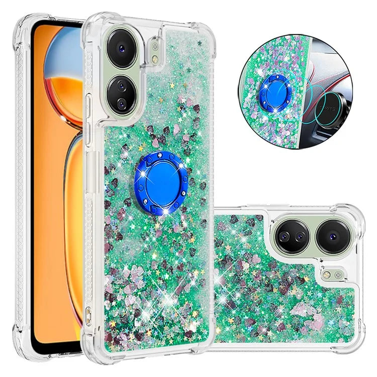 YB Quicksand Series-7 for Xiaomi Redmi 13C 4G / Poco C65 4G TPU Case Kickstand Phone Cover