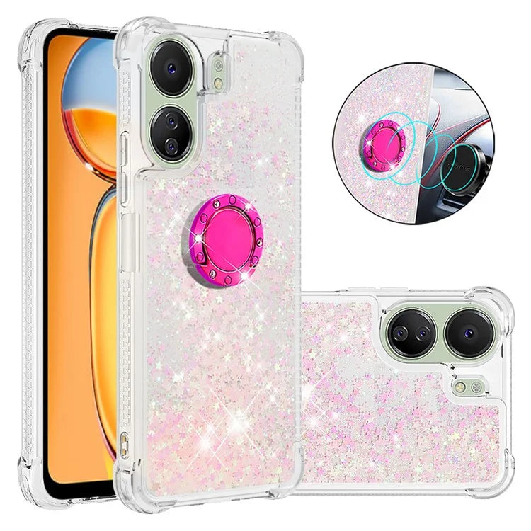 YB Quicksand Series-7 for Xiaomi Redmi 13C 4G / Poco C65 4G TPU Case Kickstand Phone Cover