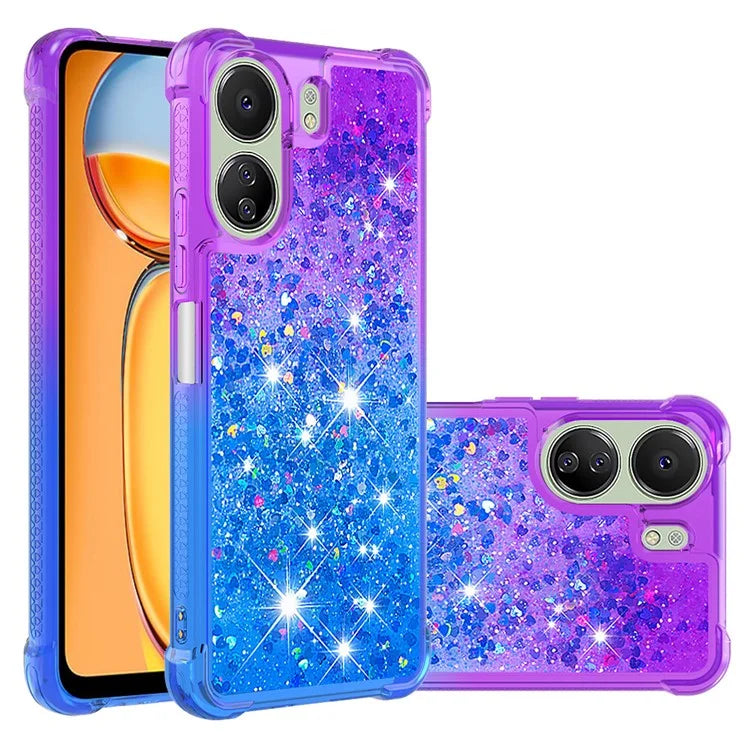 YB Quicksand Series-3 for Xiaomi Redmi 13C 4G / Poco C65 4G Case Gradient Color Glitter Moving Phone Cover