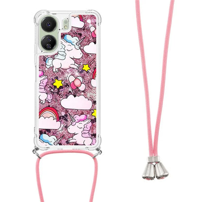 YB Quicksand Series-5 for Xiaomi Redmi 13C 4G / Poco C65 4G Case with Lanyard Pattern TPU Cover