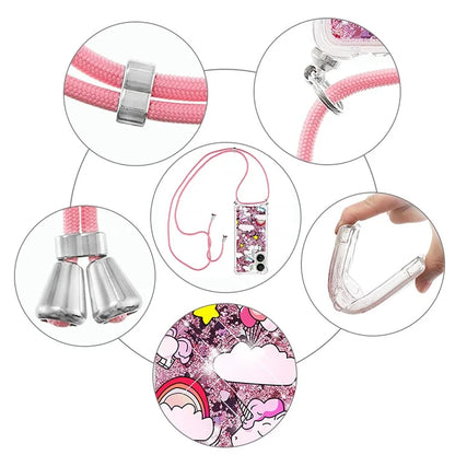 YB Quicksand Series-5 for Xiaomi Redmi 13C 4G / Poco C65 4G Case with Lanyard Pattern TPU Cover