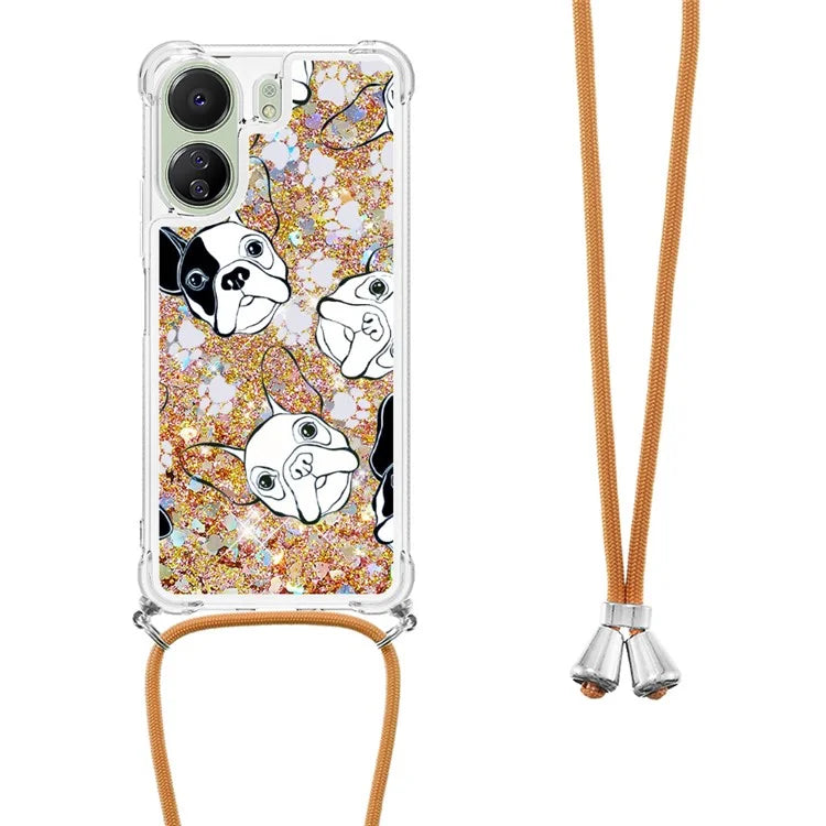 YB Quicksand Series-5 for Xiaomi Redmi 13C 4G / Poco C65 4G Case with Lanyard Pattern TPU Cover
