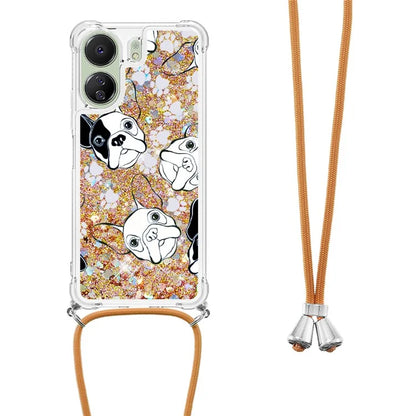 YB Quicksand Series-5 for Xiaomi Redmi 13C 4G / Poco C65 4G Case with Lanyard Pattern TPU Cover