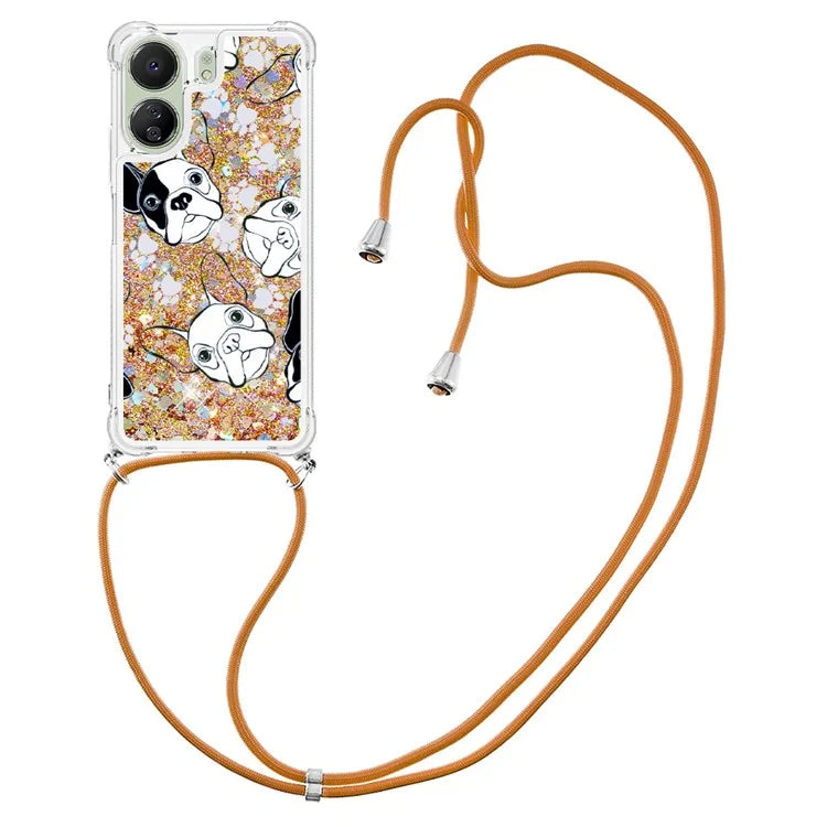 YB Quicksand Series-5 for Xiaomi Redmi 13C 4G / Poco C65 4G Case with Lanyard Pattern TPU Cover