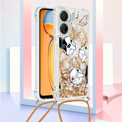 YB Quicksand Series-5 for Xiaomi Redmi 13C 4G / Poco C65 4G Case with Lanyard Pattern TPU Cover