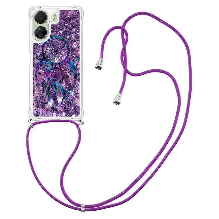 YB Quicksand Series-5 for Xiaomi Redmi 13C 4G / Poco C65 4G Case with Lanyard Pattern TPU Cover