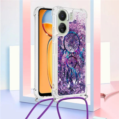 YB Quicksand Series-5 for Xiaomi Redmi 13C 4G / Poco C65 4G Case with Lanyard Pattern TPU Cover
