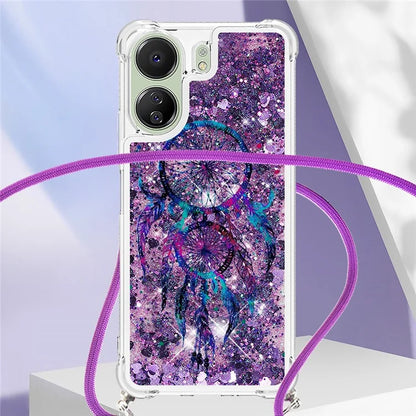 YB Quicksand Series-5 for Xiaomi Redmi 13C 4G / Poco C65 4G Case with Lanyard Pattern TPU Cover