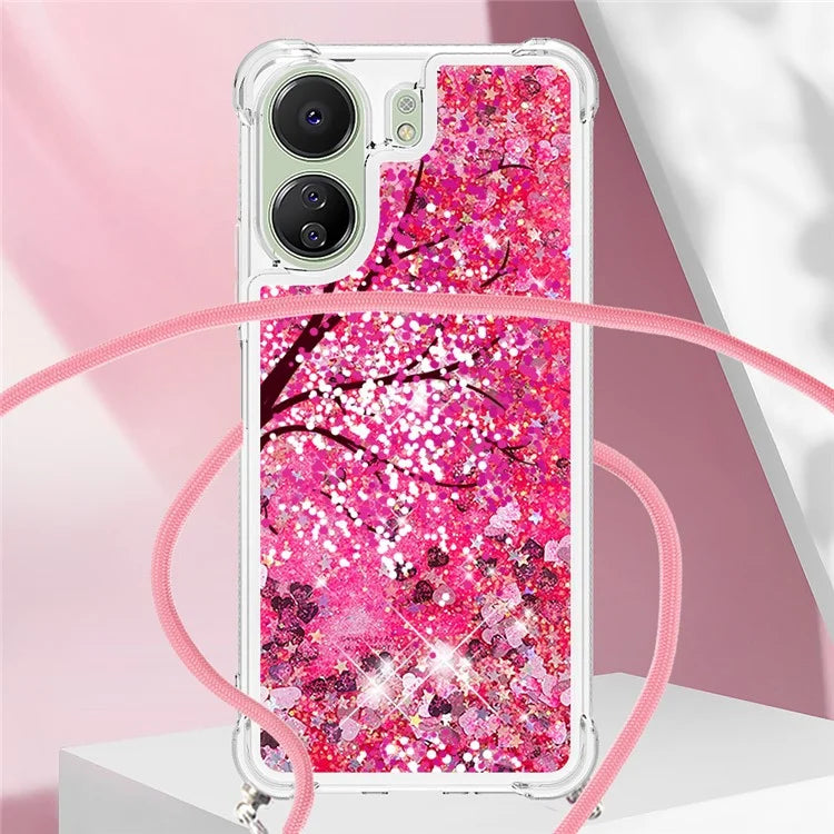 YB Quicksand Series-5 for Xiaomi Redmi 13C 4G / Poco C65 4G Case with Lanyard Pattern TPU Cover