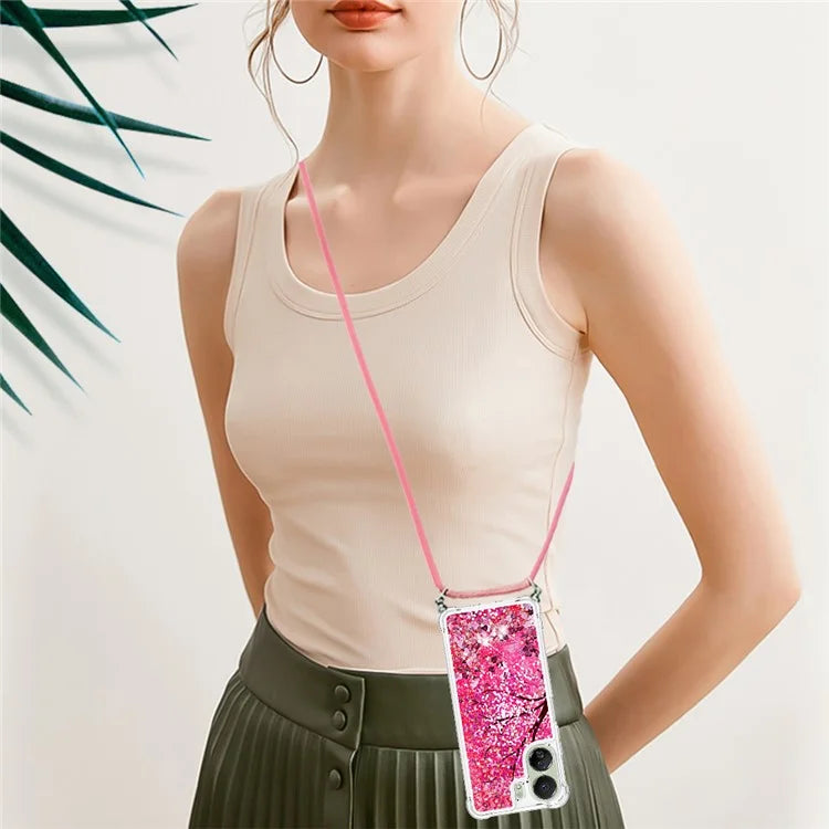 YB Quicksand Series-5 for Xiaomi Redmi 13C 4G / Poco C65 4G Case with Lanyard Pattern TPU Cover