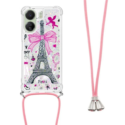 YB Quicksand Series-5 for Xiaomi Redmi 13C 4G / Poco C65 4G Case with Lanyard Pattern TPU Cover