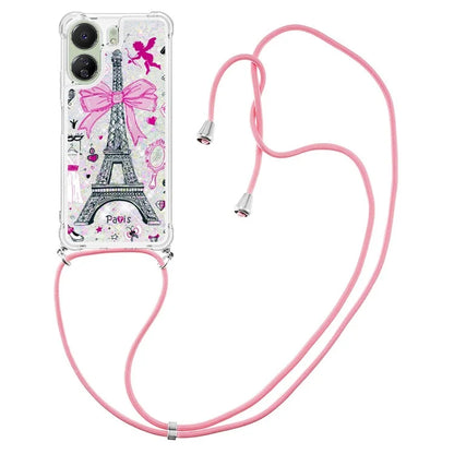 YB Quicksand Series-5 for Xiaomi Redmi 13C 4G / Poco C65 4G Case with Lanyard Pattern TPU Cover