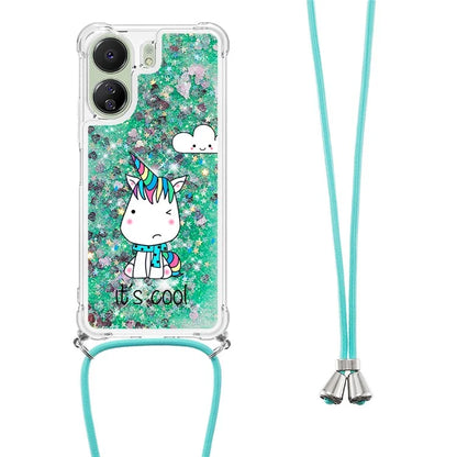 YB Quicksand Series-5 for Xiaomi Redmi 13C 4G / Poco C65 4G Case with Lanyard Pattern TPU Cover