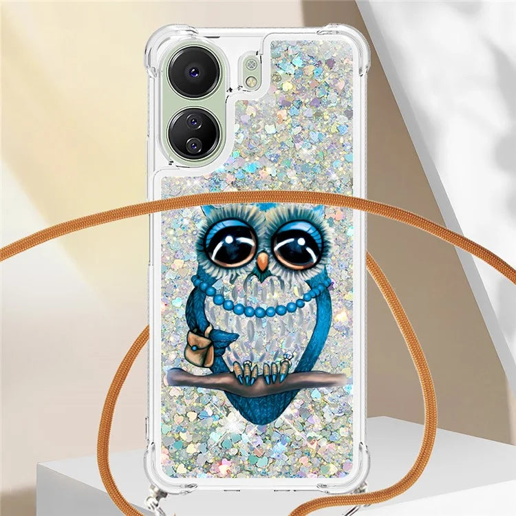 YB Quicksand Series-5 for Xiaomi Redmi 13C 4G / Poco C65 4G Case with Lanyard Pattern TPU Cover