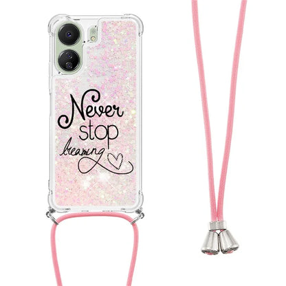YB Quicksand Series-5 for Xiaomi Redmi 13C 4G / Poco C65 4G Case with Lanyard Pattern TPU Cover
