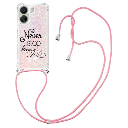 YB Quicksand Series-5 for Xiaomi Redmi 13C 4G / Poco C65 4G Case with Lanyard Pattern TPU Cover