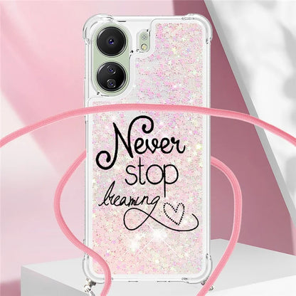 YB Quicksand Series-5 for Xiaomi Redmi 13C 4G / Poco C65 4G Case with Lanyard Pattern TPU Cover