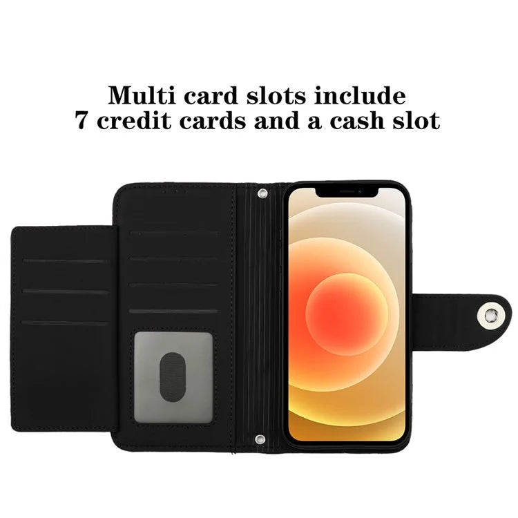 YB Imprinting Series-8 for iPhone 11 Leather Case Wallet Stand Cover Rhombus Pattern