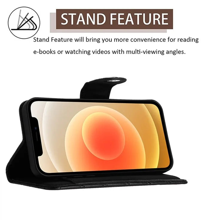 YB Imprinting Series-8 for iPhone 11 Leather Case Wallet Stand Cover Rhombus Pattern