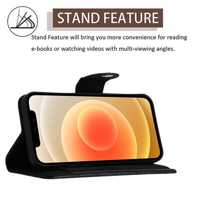 YB Imprinting Series-8 for iPhone 11 Leather Case Wallet Stand Cover Rhombus Pattern